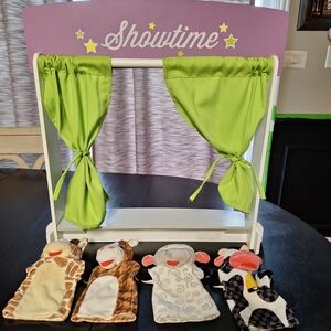 Puppet Theater with 4 Animal Puppets